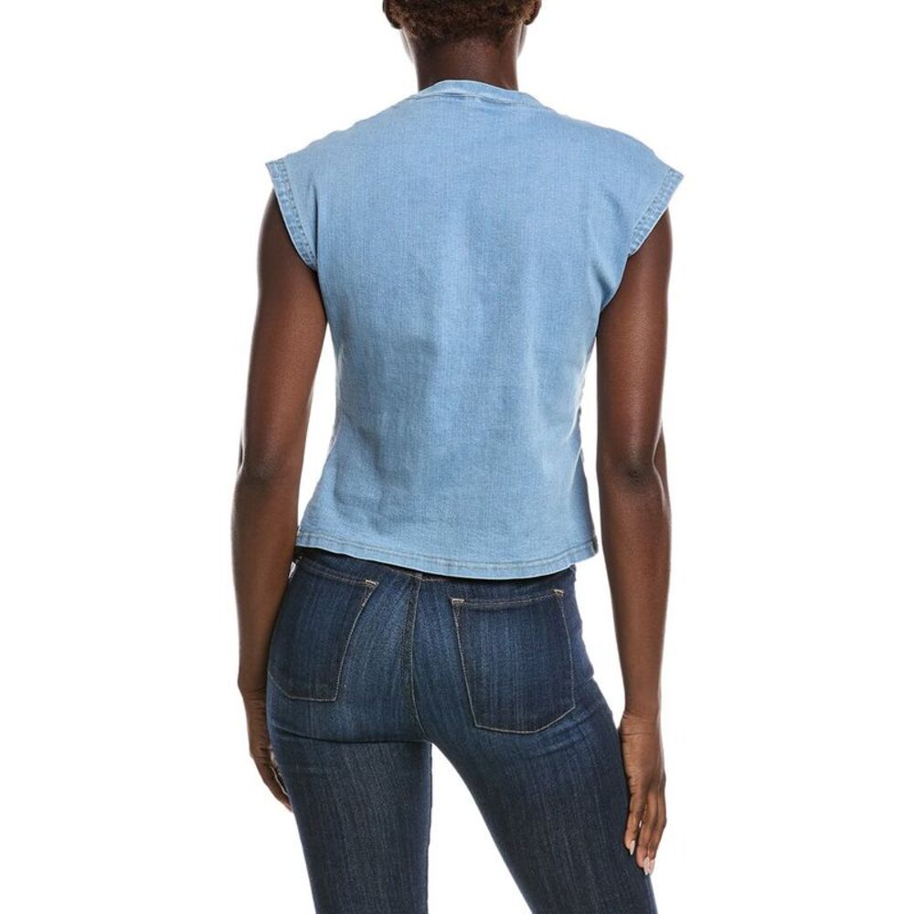 Gracia Womens Sleeveless Side Drape Top, Blue - Picture 2 of 3